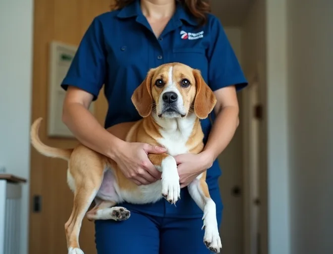 Technician respectfully transporting a deceased dog in Beaconsfield Upper